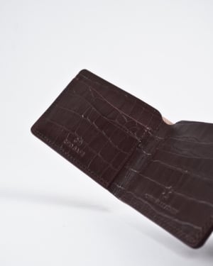 Berlin - Men’s Original Leather Sleek Wallet (Croco Cherry)
