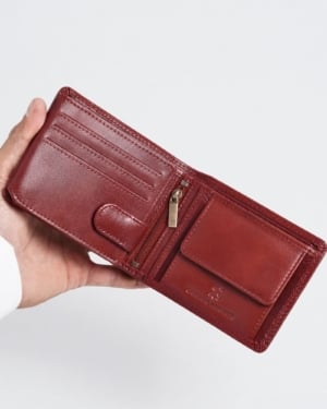 Cambridge Men’s Original Leather Wallet (Luxury Brown & Cherry Blend)