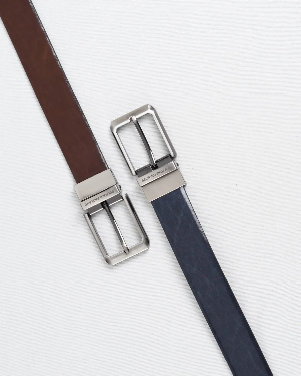 Chicago - Men's Original Leather Belt Reversible (Dark Blue & Brown) Chicago - Men's Original Leather Belt Reversible (Dark Blue & Brown)
