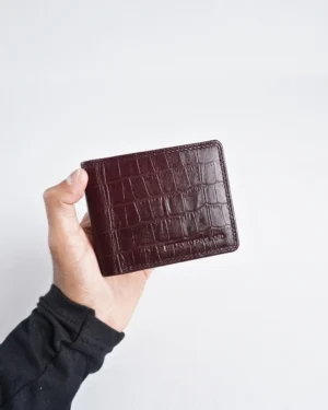 Conway - Men’s Original Leather Sleek Wallet (Croco Cherry)