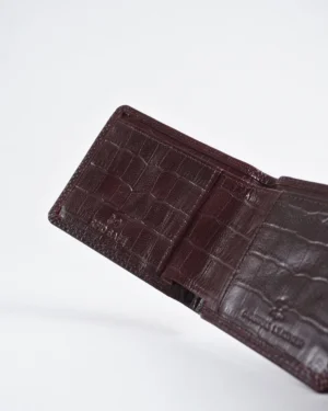 Conway - Men’s Original Leather Sleek Wallet (Croco Cherry)