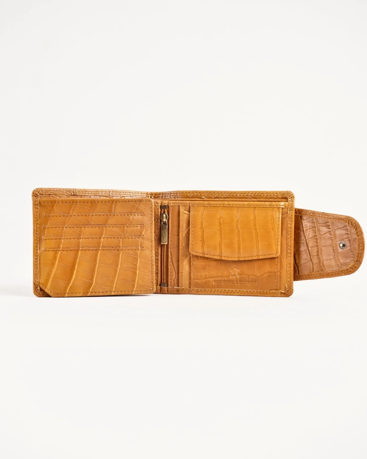 Derby - Men’s Original Leather Wallet (Almond Croco Brown ) Derby - Men’s Original Leather Wallet (Almond Croco Brown )