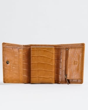 Detroit - Men’s Original Leather Wallet [Smart Card Pop UP] (Croco Almond Brown)