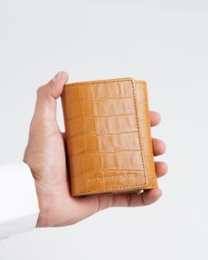 Detroit - Men’s Original Leather Wallet [Smart Card Pop UP] (Croco Almond Brown)