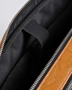 Executive Men's Original Leather Briefcase (Croco Rich Tan)