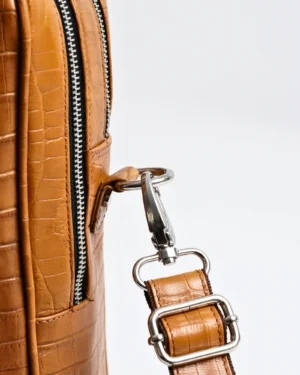 Executive Men's Original Leather Briefcase (Croco Rich Tan)