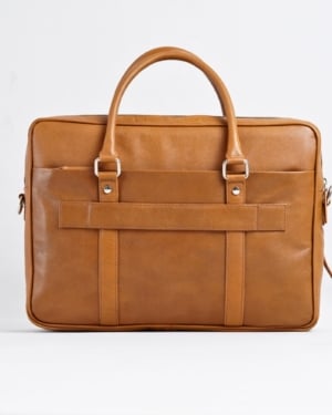 Executive Men's Original Leather Briefcase (Rich Tan)
