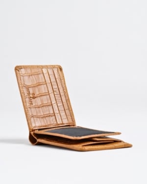 Hudson Men’s Original Leather Wallet (Almond Croco Brown)
