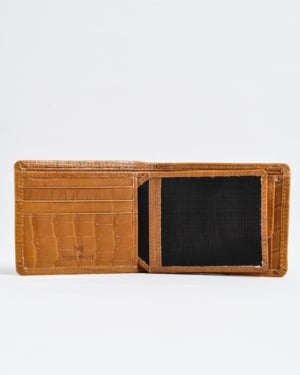 Hudson Men’s Original Leather Wallet (Almond Croco Brown)