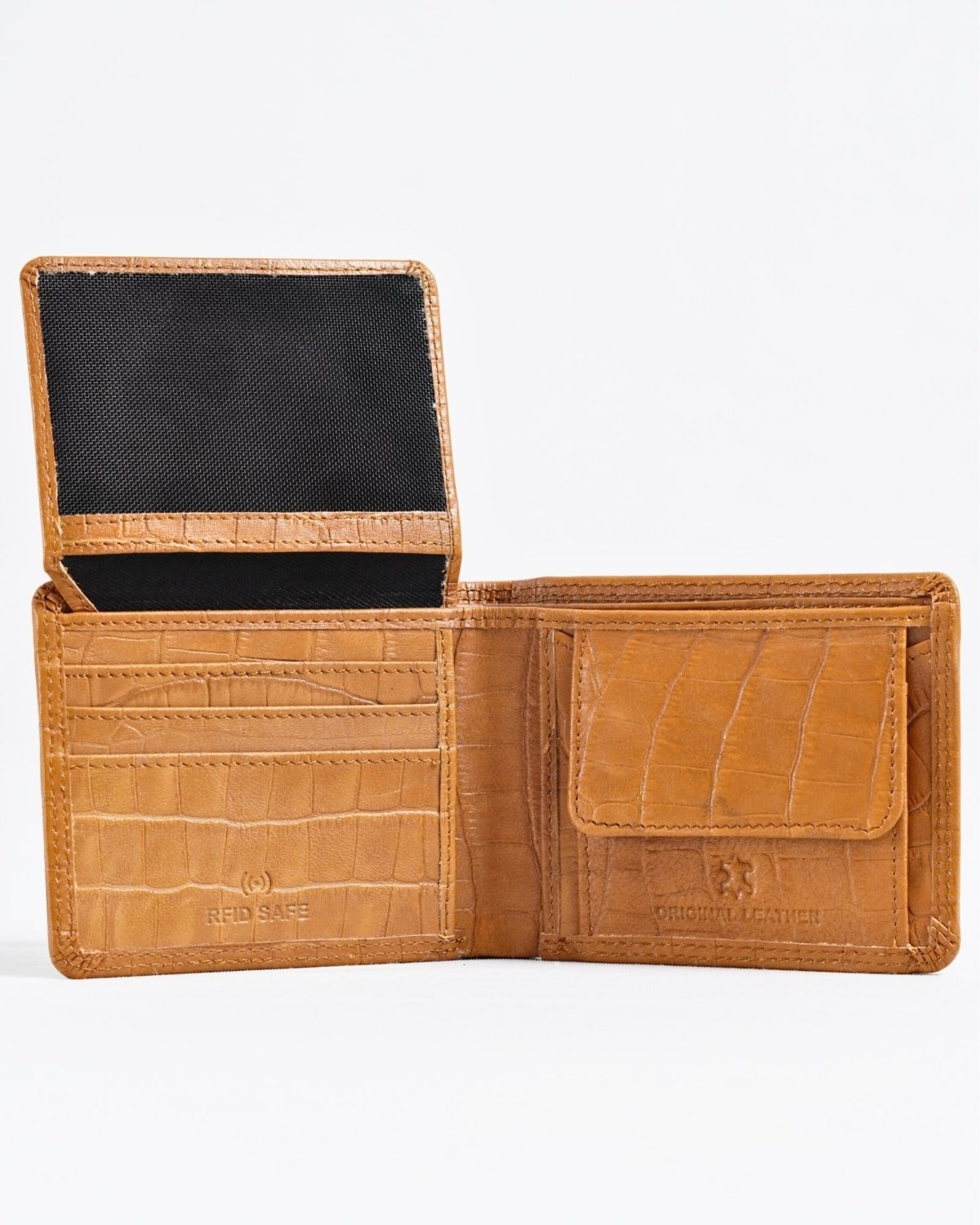 Tanner Men’s Original Leather Wallet (Almond Croco Brown)