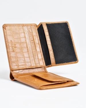 Tanner Men’s Original Leather Wallet (Almond Croco Brown)