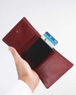 Barcelano - Men’s Original Leather Wallet | One-Click Card Access (Brown and Cherry Blend)