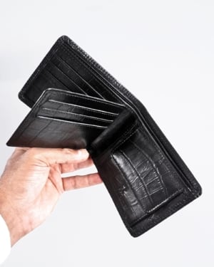 Hudson Men’s Original Leather Wallet (Croco Black)