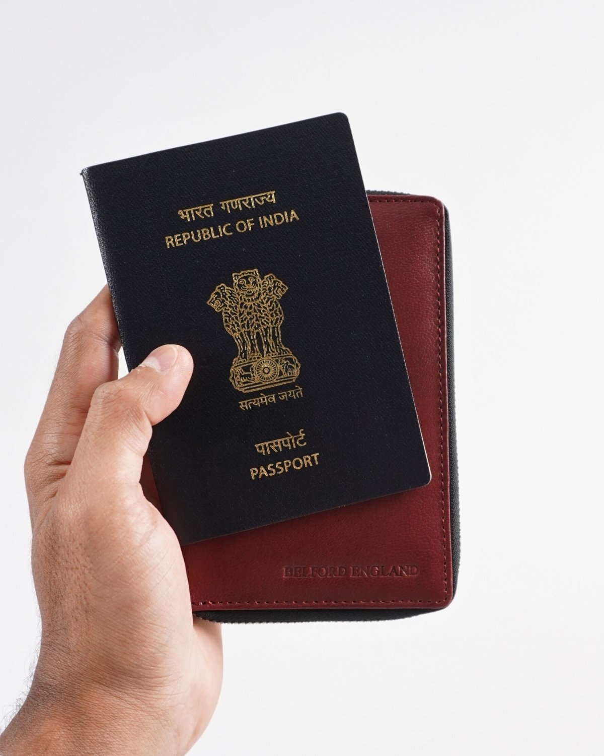 Oliver - Original Leather Sleek Passport Holder (Brown and Cherry Blend)