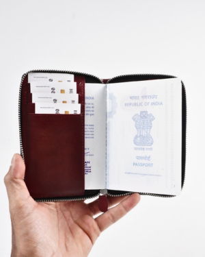 Oliver - Original Leather Sleek Passport Holder (Brown and Cherry Blend)