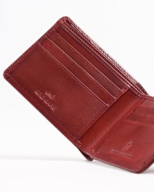 Real Madrid - Men’s Original Sleek Leather Wallet (Brown and Cherry Blend)