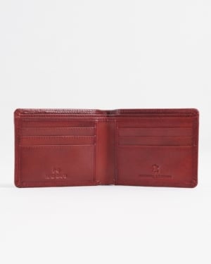 Real Madrid - Men’s Original Sleek Leather Wallet (Brown and Cherry Blend)