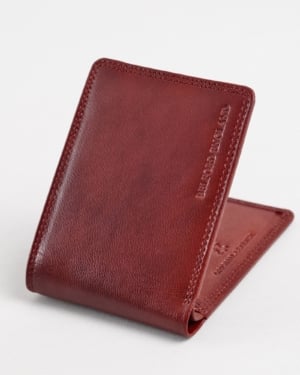 Real Madrid - Men’s Original Sleek Leather Wallet (Brown and Cherry Blend)