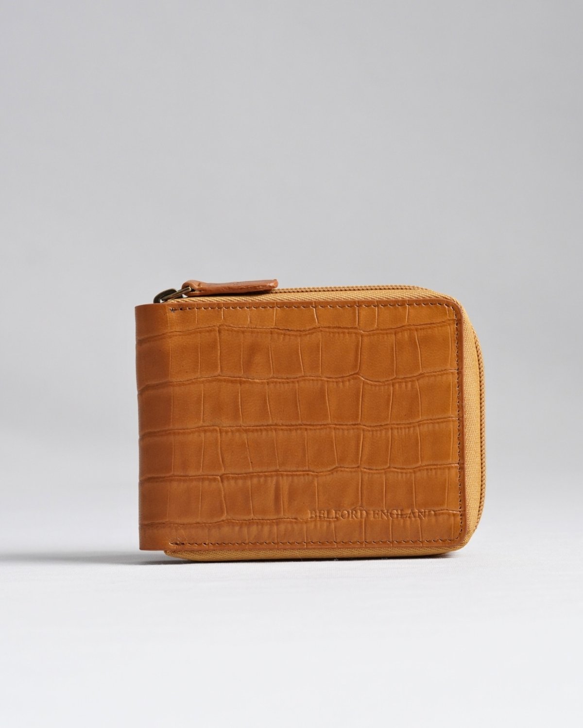 Tokyo Men’s Original Leather Zipper Wallet - (Croco Rich Tan)
