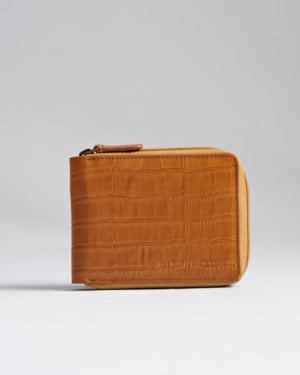 Tokyo Men’s Original Leather Zipper Wallet - (Croco Rich Tan)