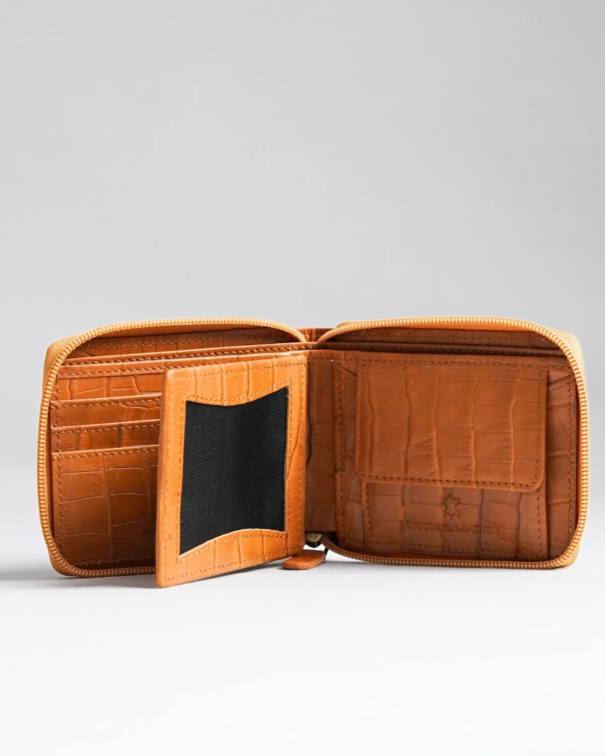 Tokyo Men’s Original Leather Zipper Wallet - (Croco Rich Tan) Tokyo Men’s Original Leather Zipper Wallet - (Croco Rich Tan)