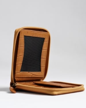 Tokyo Men’s Original Leather Zipper Wallet - (Croco Rich Tan)