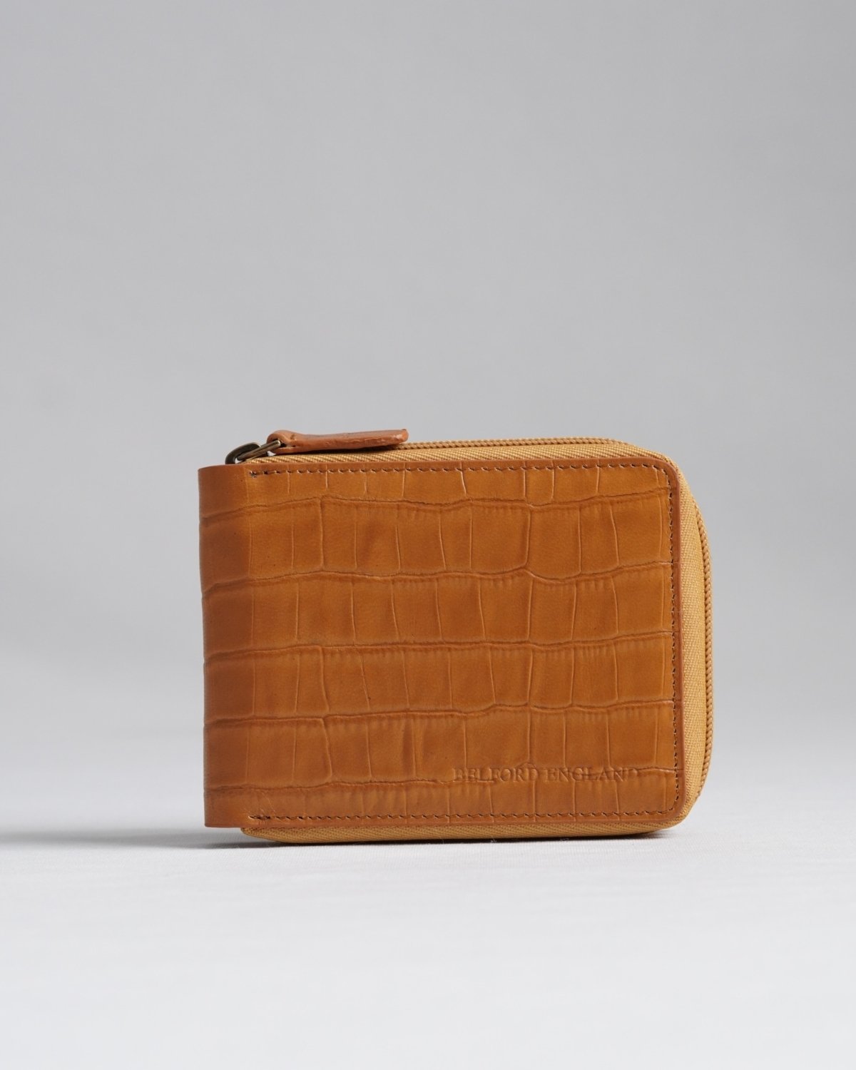 Tokyo Men’s Original Leather Zipper Wallet - (Croco Rich Tan)