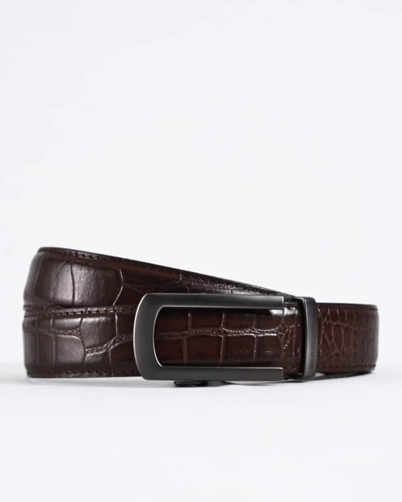 Oxford Men's Original Leather Belt  (Croco Brown)