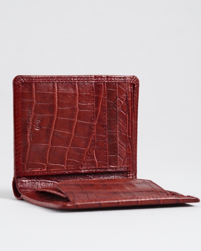 Hyde  Men’s Original Leather Wallet (Croco Brown & Cherry Blend)