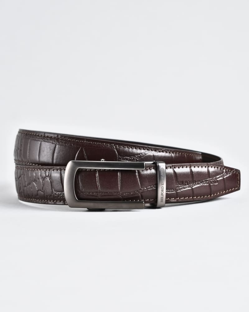 Oxford Men's Original Leather Belt  (Croco Brown)