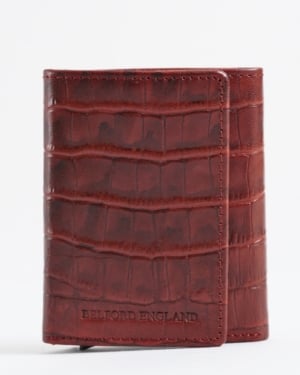 Barcelano - Men’s Original Leather Wallet | One-Click Card Access (Croco Brown and Cherry Blend)