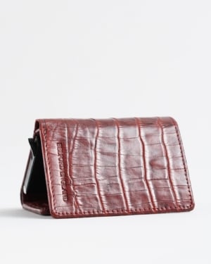 Barcelano - Men’s Original Leather Wallet | One-Click Card Access (Croco Brown and Cherry Blend)