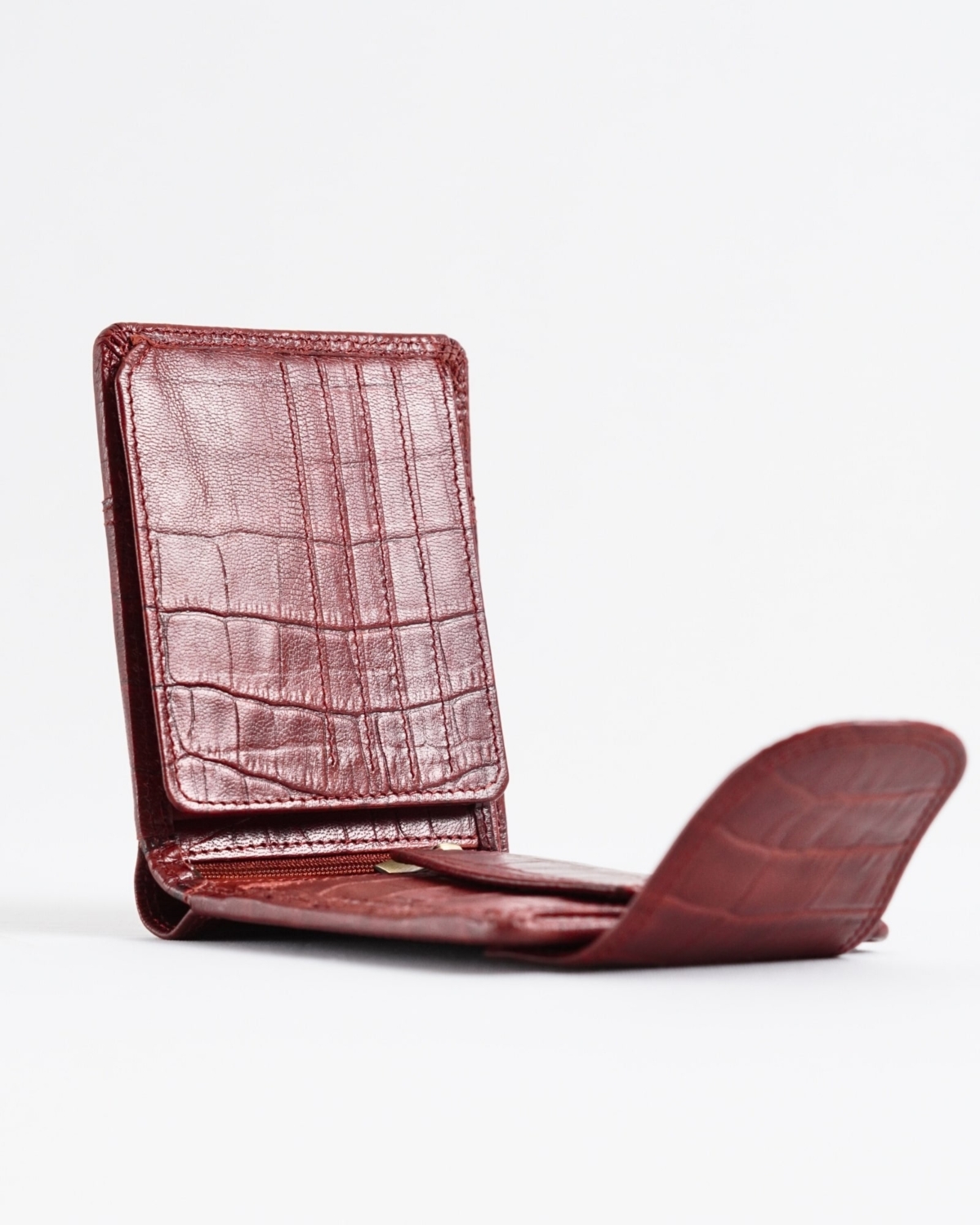 Derby - Men’s Original Leather Wallet (Croco Brown & Cherry Blend) Derby - Men’s Original Leather Wallet (Croco Brown & Cherry Blend)