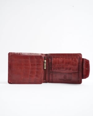 Derby - Men’s Original Leather Wallet (Croco Brown & Cherry Blend)