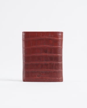 Detroit - Men’s Original Leather [Smart Card Pop UP] Wallet (Croco Brown & Cherry Blend)