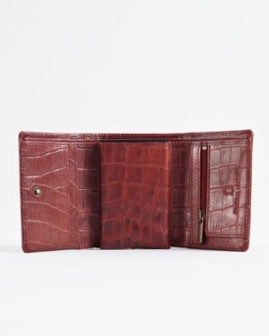 Detroit - Men’s Original Leather [Smart Card Pop UP] Wallet (Croco Brown & Cherry Blend)