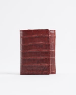 Detroit - Men’s Original Leather [Smart Card Pop UP] Wallet (Croco Brown & Cherry Blend)