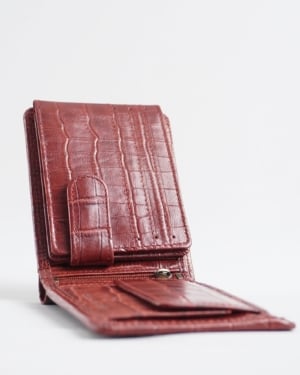 Harvard Men’s Original Leather Wallet (Croco Brown & Cherry Blend)