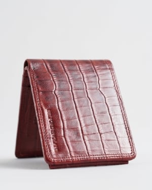Harvard Men’s Original Leather Wallet (Croco Brown & Cherry Blend)