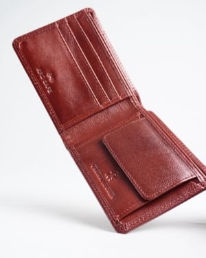 Helston Men’s Original Leather Wallet (Cherry & Brown Blend )