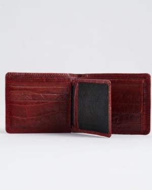 Hudson Men’s Original Leather Wallet (Croco Brown & Cherry Blend)