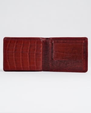 Hudson Men’s Original Leather Wallet (Croco Brown & Cherry Blend)