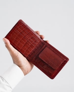 Hudson Men’s Original Leather Wallet (Croco Brown & Cherry Blend)