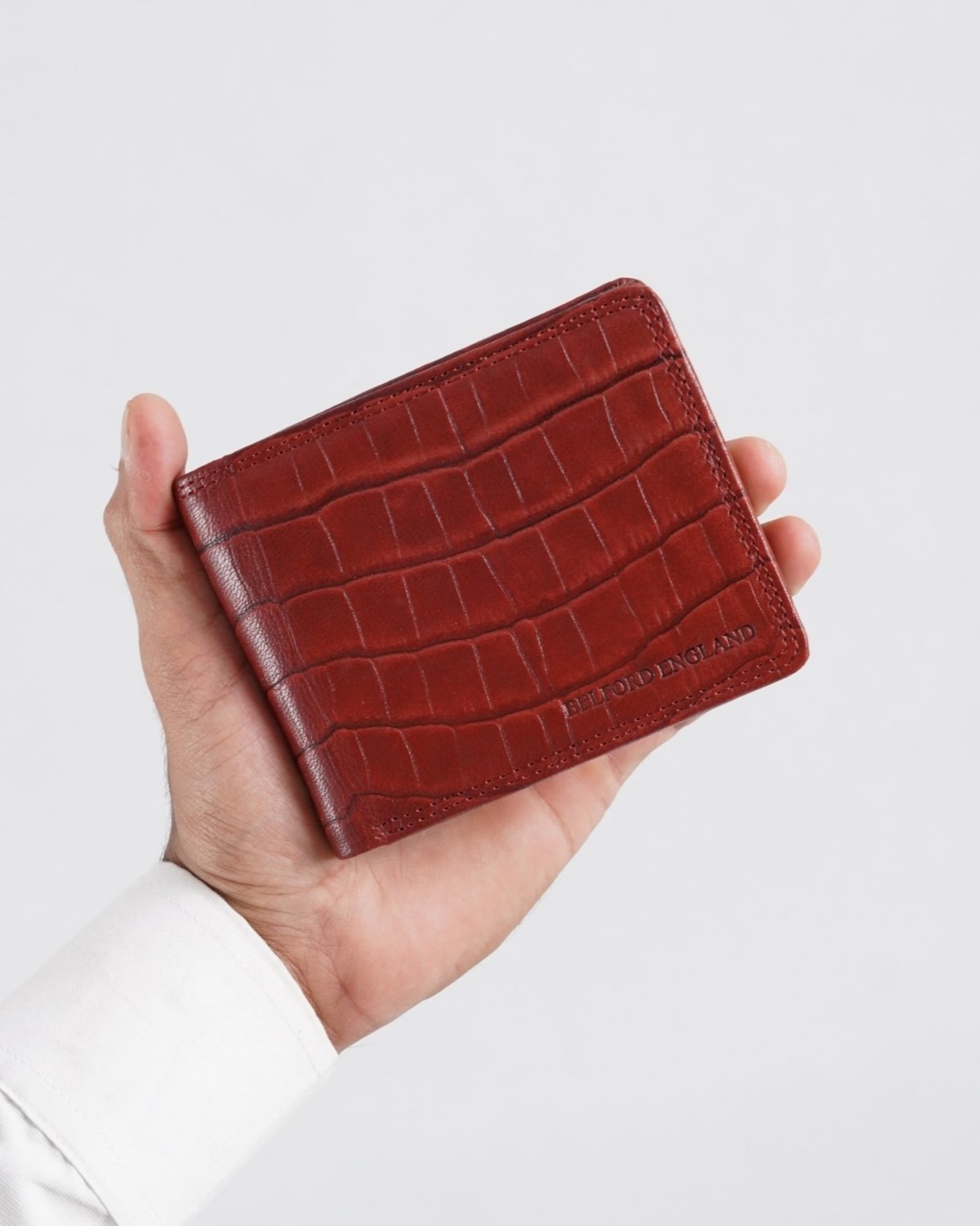 Hudson Men’s Original Leather Wallet (Croco Brown & Cherry Blend)