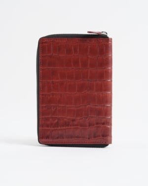 Oliver - Original Leather Sleek Passport Holder (Croco Brown and Cherry Blend)