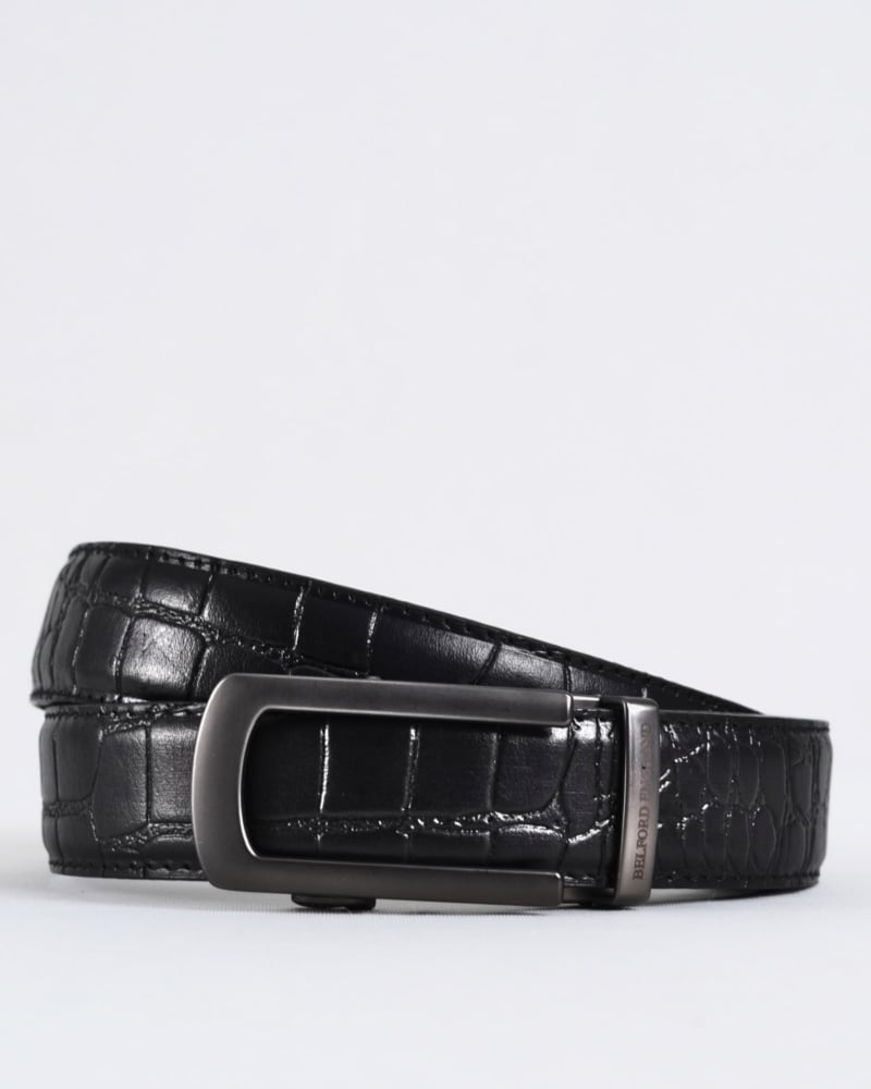 Oxford Men's Original Leather Belt (Croco Black)