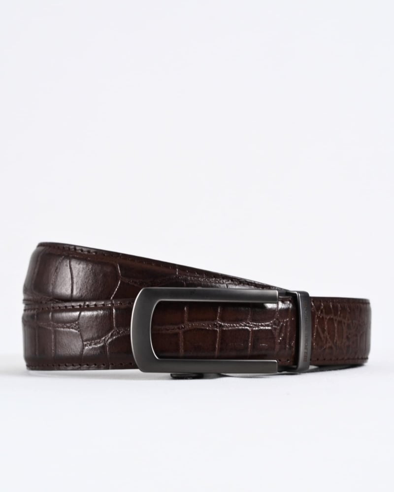 Oxford Men's Original Leather Belt (Croco Brown)