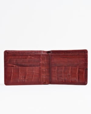 Real Madrid - Men’s Original Sleek Leather Wallet (Croco Brown and Cherry Blend)