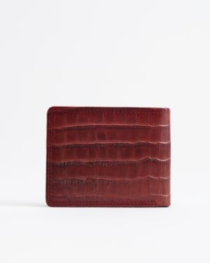 Real Madrid - Men’s Original Sleek Leather Wallet (Croco Brown and Cherry Blend)