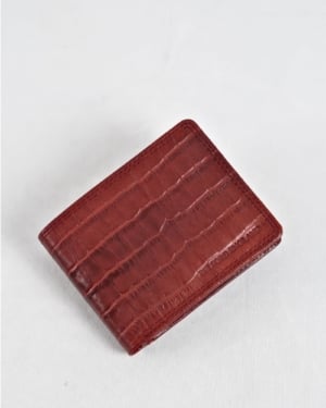 Real Madrid - Men’s Original Sleek Leather Wallet (Croco Brown and Cherry Blend)